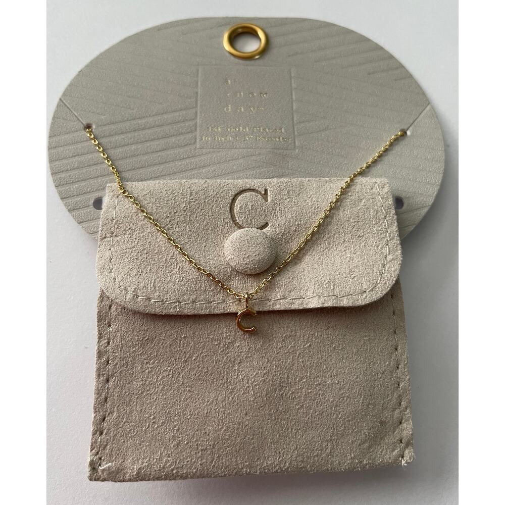 Sterling Silver Initial “C” Necklace 16” with 3” Extender & Suede Pouch